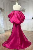 Elegant Fuchsia Sweetheart Mermaid Satin Long Prom Dress Simple Formal Evening Dress HZ1108