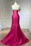 Elegant Fuchsia Sweetheart Mermaid Satin Long Prom Dress Simple Formal Evening Dress HZ1108