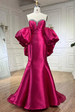 Elegant Fuchsia Sweetheart Mermaid Satin Long Prom Dress Simple Formal Evening Dress HZ1108