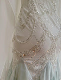 Fairytale Mint Green Spaghetti Straps Chiffon Ruffled Prom Dresses Shiny Beaded Sequined Backless Evening Dresses HZ1108