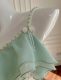 Fairytale Mint Green Spaghetti Straps Chiffon Ruffled Prom Dresses Shiny Beaded Sequined Backless Evening Dresses HZ1108