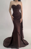 Elegant Mermaid Dark Green Sweetheart Tulle Long Prom Dresses Formal Evening Dresses with Rufflest HZ1108