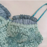 Sweet Tiffany Blue Spaghetti Strap Chiffon Party Dresses Lace Applique Short Prom Dresses Homecoming Dress HZ1108