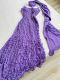 Glam Purple Spaghetti Strap Chiffon Party Dress Vintage Cocktail Dress HZ1108