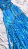 Vintage Blue Spaghetti Straps A-Line Chiffon Beaded Party Dresses Homecoming Dress HZ1108