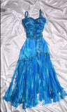 Vintage Blue Spaghetti Straps A-Line Chiffon Beaded Party Dresses Homecoming Dress HZ1108