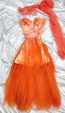 Vintage Orange Strapless Short Sweetheart Neck Tulle A-Line Short Prom Evening Dress Homecoming Dress HZ1108