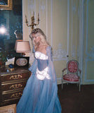 Glam Purple Sheath Tulle Beaded Sleeves Long Prom Dresses HZ1108