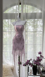 Vintage Lavender Chiffon Short Evening Dresses for Party Glitter Beaded Backless Homecoming Dress HZ1108