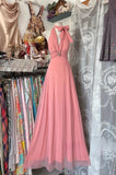Sweet V-neck Pink A-Line Party Dresses Backless Cocktail Party Dress HZ1108