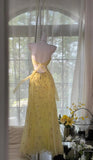 Gorgeous Butter Yellow Spaghetti Straps A-line Tulle Beaded Long Prom Dresses Backless Evening Gowns HZ1108