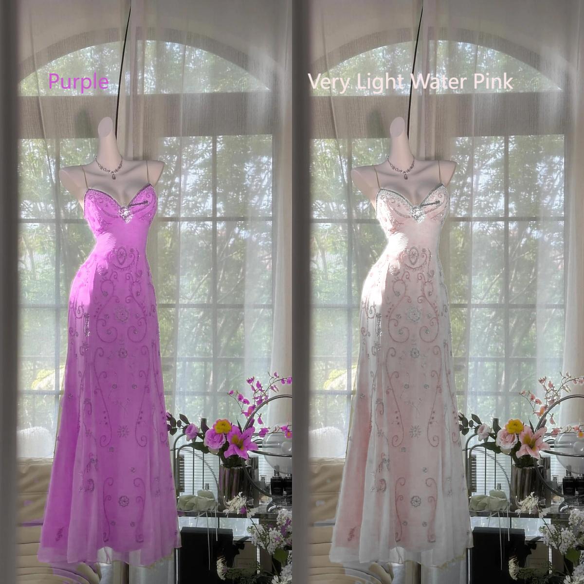 Gorgeous Butter Yellow Spaghetti Straps A-line Tulle Beaded Long Prom Dresses Backless Evening Gowns HZ1108