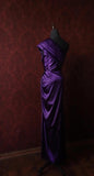 Elegant Dark Purple One Shoulder Satin Sheath Simple Evening Dresses HZ1108