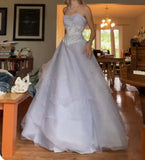 Lovely Lilac Strapless Tulle A-Line Long Prom Dresses Unique Wedding Dresses HZ1108