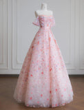 Gorgeous Pink Off-the-shoulder A-Line Tulle Sequin Applique Wedding Dress Sweet 16 Dresses HZ1108