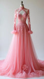 Chic Peach Sweetheart A-Line Tulle Lace Applique Wedding HZ1108