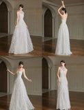 Simple Strapless Tulle Applique A-Line Wedding Dress HZ1108
