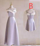 Gentle Purple Satin with Bow A-Line Bridesmaid Dress, Elegant Formal Evening Dress HZ1108