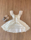 Sweet Lace Layered Homecoming Dress with Bow Tulle Retro Short Prom Dresses HZ1108