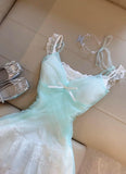 Ocean Blue Tulle Unique Lace Strap Short Party Dresses Homecoming Dress HZ1108
