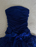 Vintage Dark Sapphire Strapless Chiffon Lace Short Prom Dresses Sweet Homecoming Dresses HZ1108