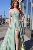 Elegant Green Strapless Sweetheart A-Line Party Dresses Gorgeous Evening Dresses HZ1108