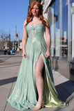Elegant Green Strapless Sweetheart A-Line Party Dresses Gorgeous Evening Dresses HZ1108