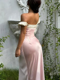 Elegant Off Shoulder Sheath Satin Evening Dresses Gorgeous Party Dresses HZ1108