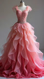 Cute Sweetheart Neck Chiffon Beaded A-Line Wedding Dress Long Prom Dresses HZ1108