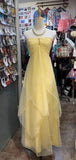 Fairytale Yellow Chiffon Cocktail Party Dresses Halter Neck Sleeveless Guest Dresses HZ1108