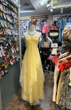 Fairytale Yellow Chiffon Cocktail Party Dresses Halter Neck Sleeveless Guest Dresses HZ1108