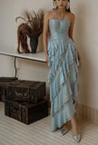 Glitter Ice Blue Halter Neck Chiffon Short Party Dress Gorgeous Layered Chiffon Homecoming Dress HZ1108