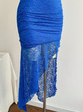 Gorgeous Royal Blue Lace Bodycon Short Party Dress Strapless Backless Evening Dress HZ1108