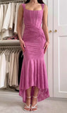 Fashion Fuchsia Mermaid Evening Dresses Elegant Scoop Lace Party Dress HZ1108