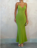 Sexy Green V-Neck Mermaid Chiffon Backless Fashion Dress HZ1108