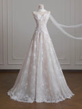 White Strapless Tulle Lace Vintage Wedding Dress Gorgeous A-Line Long Prom Dresses HZ1108