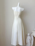 Beautiful Off-White Spaghetti Strap Prom Dresses Fashion Bridesmaid Dress HZ1108
