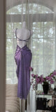 Vintage Purple Chiffon Beaded Sheath Elegant Backless Prom Dresses with Slits HZ1108