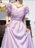 Purple Retro V-neck Chiffon Birthday Party Dress Sweet 16 Dress HZ1108