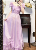 Purple Retro V-neck Chiffon Birthday Party Dress Sweet 16 Dress HZ1108