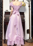 Purple Retro V-neck Chiffon Birthday Party Dress Sweet 16 Dress HZ1108