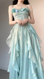 Tiffany Blue Fairytale Birthday Party Dress Spaghetti Straps Chiffon A-Line Princess Prom Dresses HZ1108