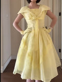 Retro Yellow A-Line Fashion Dress HZ1108