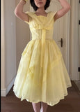 Retro Yellow A-Line Fashion Dress HZ1108