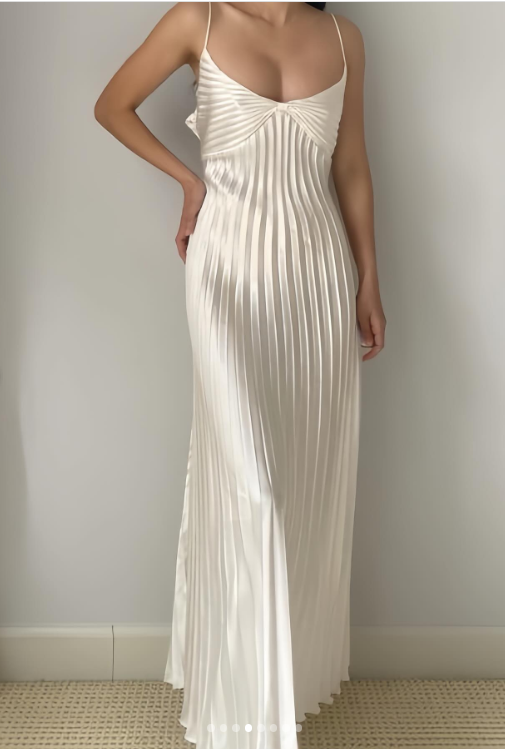 Light Champagne Spaghetti Straps Guest Dresses Sheath Pleated Chiffon Fashion Prom Dress with Backless HZ1108