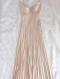 Light Champagne Spaghetti Straps Guest Dresses Sheath Pleated Chiffon Fashion Prom Dress with Backless HZ1108