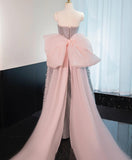 Fairytale Dust Pink Strapless Sequined A-Line Long Prom Dresses Sweet 16 Evening Gowns HZ1108