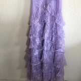 Sweet Lilac V-neck Lace Long Prom Dresses A-line Backless Evening Gowns HZ1108