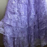 Sweet Lilac V-neck Lace Long Prom Dresses A-line Backless Evening Gowns HZ1108