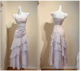 Fairytale Pink Spaghetti Straps Long Prom Dress Formal Dresses Chiffon Ruffles Layered Stunning 18th Birthday Party Dresses HZ1108